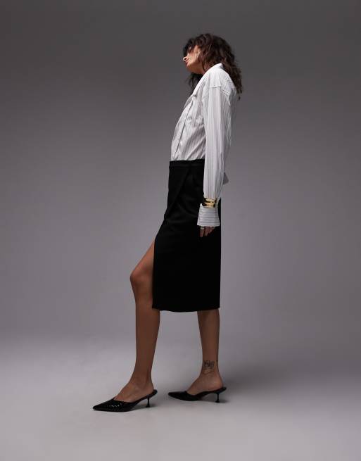 ASOS DESIGN - Jupe portefeuille longueur fantaisie - Noir, 3 de 5