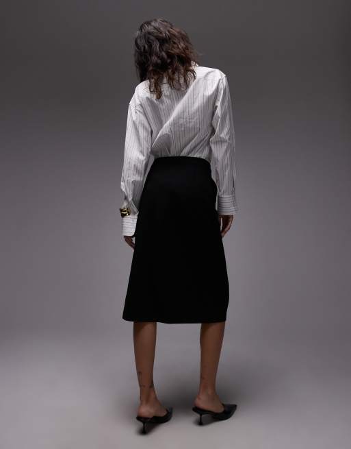 ASOS DESIGN - Jupe portefeuille longueur fantaisie - Noir, 4 de 5
