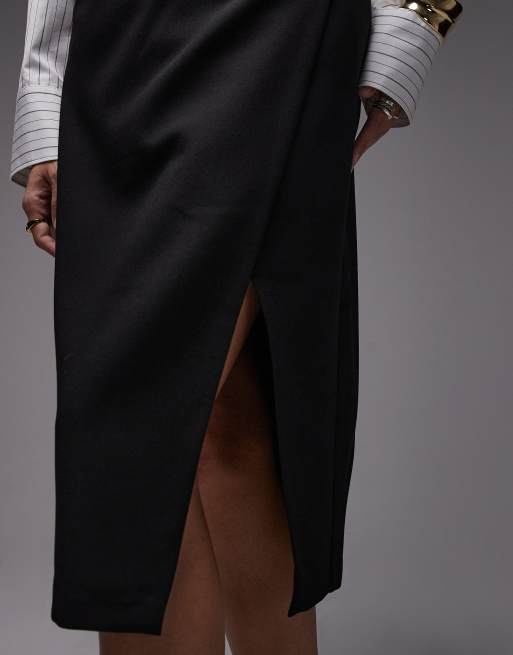 ASOS DESIGN - Jupe portefeuille longueur fantaisie - Noir, 5 de 5
