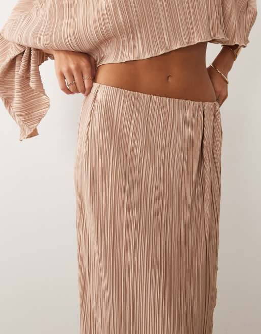 ASOS DESIGN - Jupe portefeuille mi-longue d'ensemble plissée style paréo - Caramel, 4 de 5