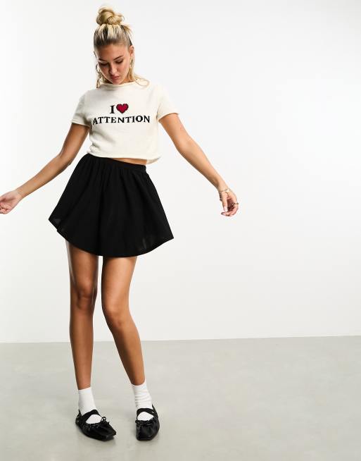 ASOS DESIGN Jupe short style ballet a taille haute Noir ASOS