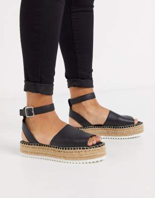 flatform espadrille sandals black