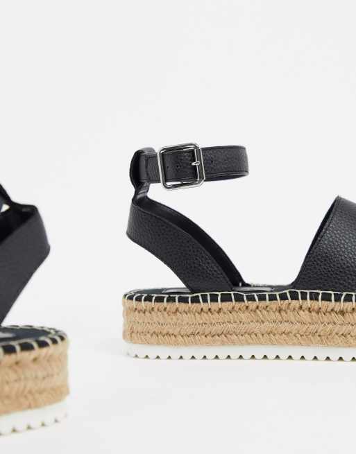 ASOS DESIGN Jupiter flatform espadrille sandals in black