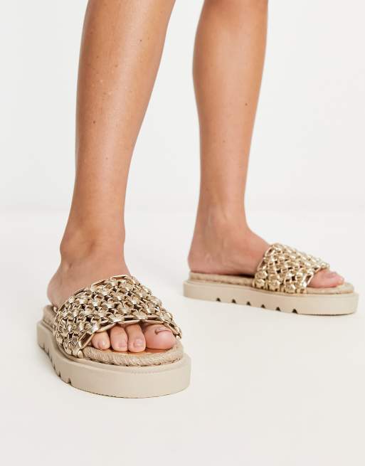 Asos Design Jupiter Geweven Espadrilles In Goud Asos 