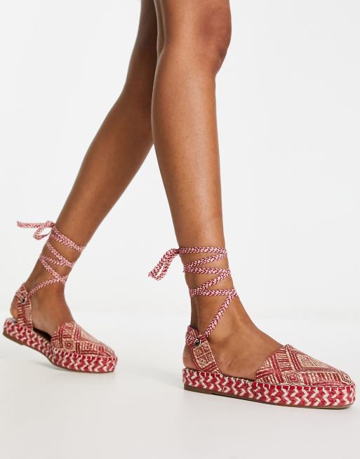 ASOS DESIGN Justify Geweven espadrilles met dichte neus in rood