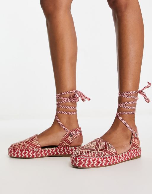 ASOS DESIGN Justify woven closed toe espadrilles in red ASOS