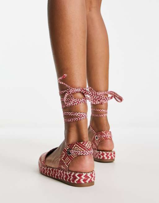 Red closed toe on sale espadrilles