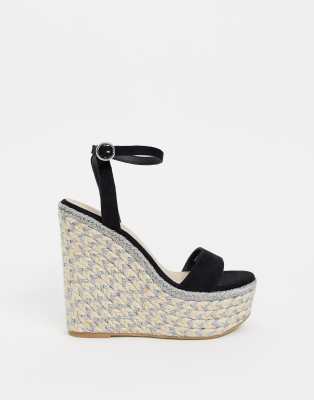 asos design jaylen espadrille wedges in white