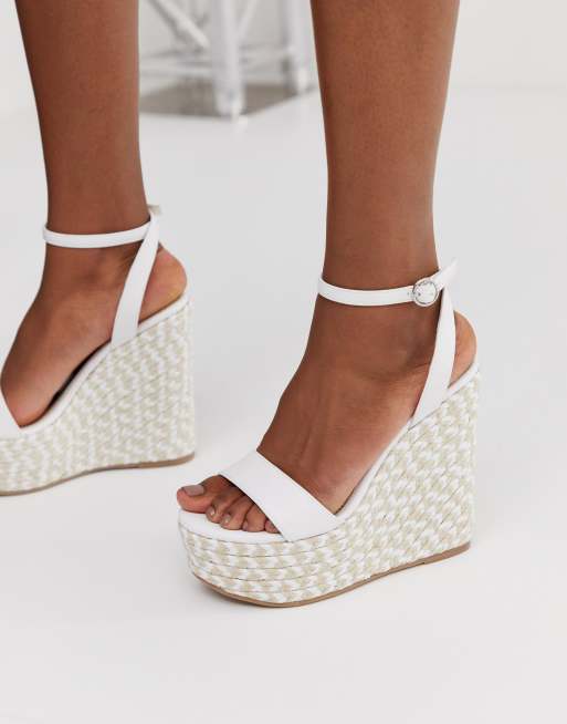 handtekening maak een foto Verlengen ASOS DESIGN - Justina - Espadrilles met sleehakken in wit | ASOS