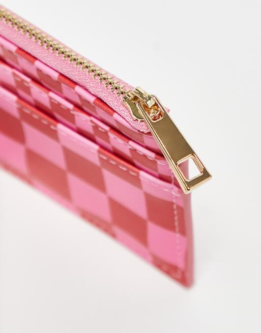 ASOS DESIGN - Kaarthouder met dambordpatroon in roze en rood, 4 van 4