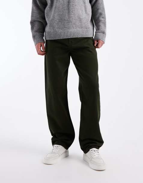 ASOS DESIGN - Kaki-farvede og posede bukser med plisseringer - view 1