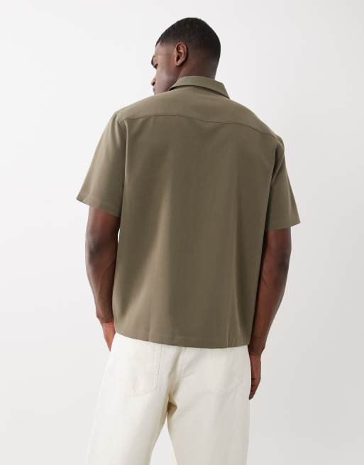 ASOS DESIGN – Kakifärgad, avslappnad finskjorta med tryckknappar, 3 av 5