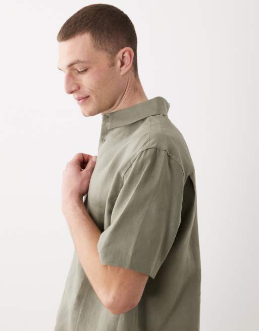 ASOS DESIGN – Kakifärgad, avslappnad skjorta i 100% linne, del av set, 4 av 5