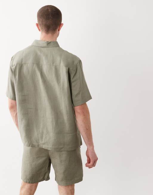 ASOS DESIGN – Kakifärgad, avslappnad skjorta i 100% linne, del av set, 5 av 5