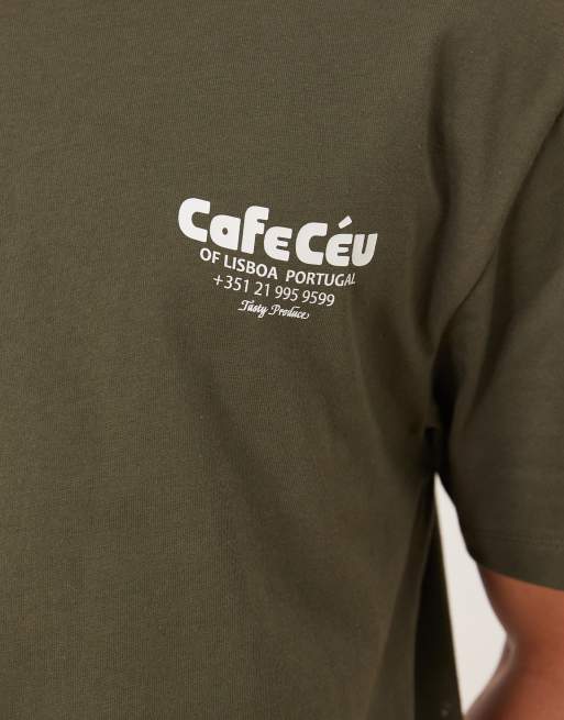 ASOS DESIGN – Kakifärgad, avslappnad t-shirt med kaffetryck, 3 av 5