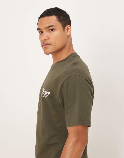 ASOS DESIGN – Kakifärgad, avslappnad t-shirt med kaffetryck, 4 av 5