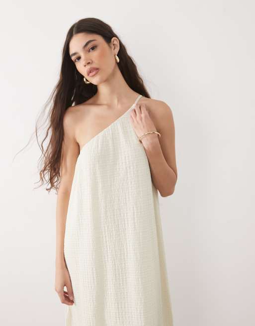ASOS DESIGN – Kakifärgad, enaxlad sommarklänning i midilängd med textur, 3 av 4