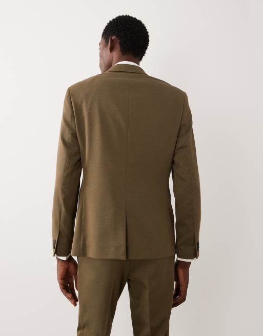ASOS DESIGN – Kakifärgad kavaj i bomullsblandad twill med extra smal passform, 3 av 5