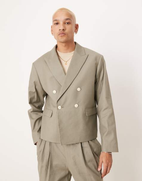 ASOS DESIGN – Kakifärgad kavaj i linneblandning med boxig passform - view 1