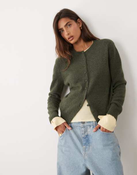 ASOS DESIGN – Kakifärgad kofta i yllemix med smal passform - view 1