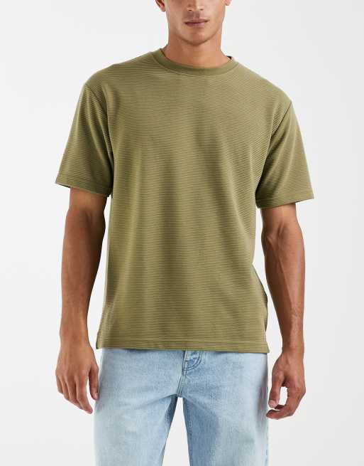 ASOS DESIGN – Kakifärgad, kraftig, avslappnad t-shirt med textur, 2 av 5