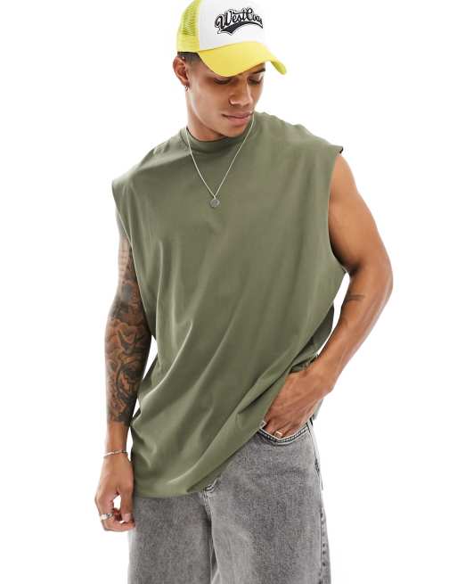 ASOS DESIGN – Kakifärgad linne i oversize