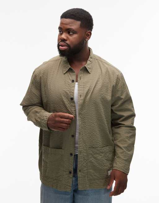 ASOS DESIGN – Kakifärgad overshirt i bäckebölja med boxig passform och märke, 2 av 5