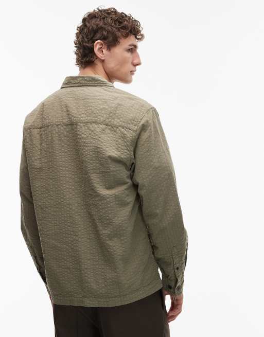ASOS DESIGN – Kakifärgad overshirt i bäckebölja med boxig passform och märke, 4 av 5