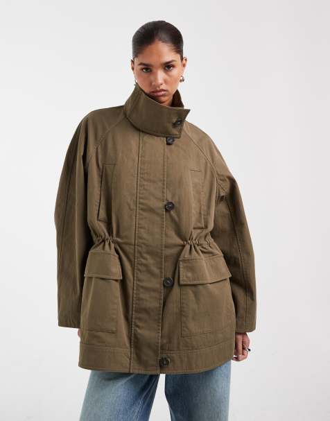 ASOS DESIGN – Kakifärgad parkas i oversize med markerad midja - view 1