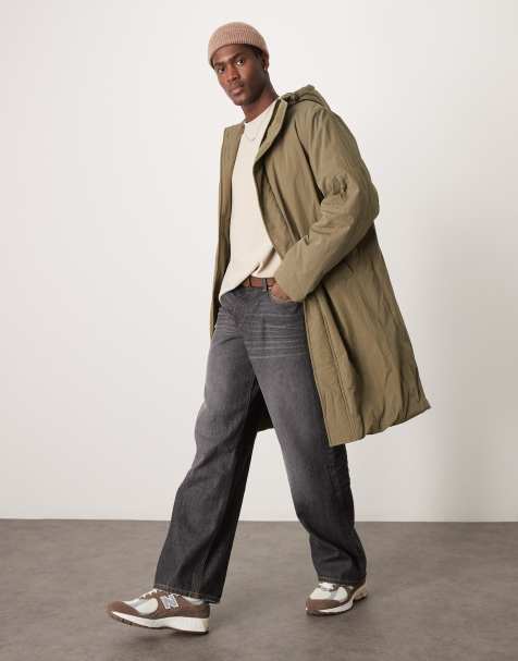ASOS DESIGN – Kakifärgad pufferjacka i lång modell - view 1