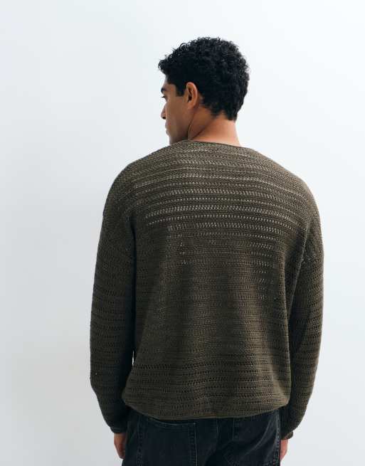 ASOS DESIGN – Kakifärgad, ribbstickad t-shirt i oversized fit med långa ärmar, 5 av 5