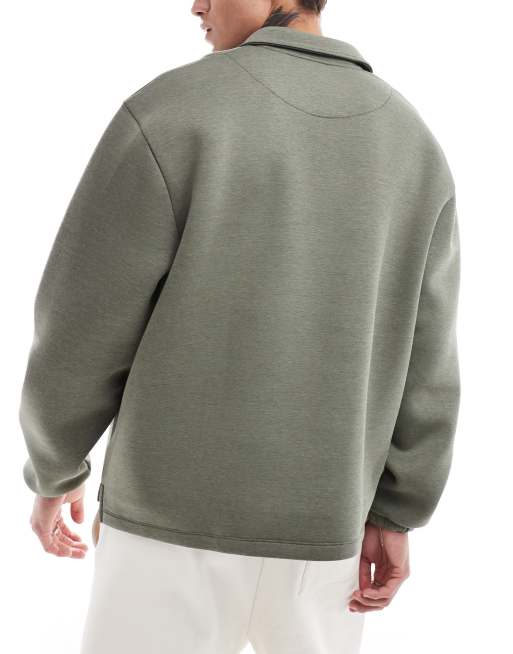 ASOS DESIGN – Kakifärgad rugbytröja av scubatyg i oversize med dragkedja, 3 av 4