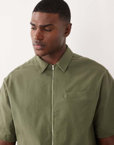 ASOS DESIGN – Kakifärgad skjorta i oversize med dragkedja - view 1