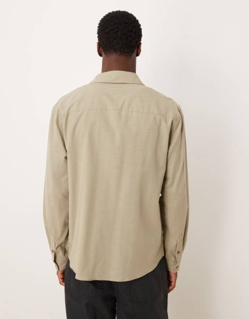 ASOS DESIGN – Kakifärgad skjorta med avslappnad passform och broderi framtill, 3 av 5