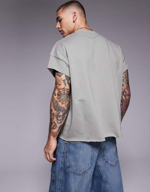 ASOS DESIGN – Kakifärgad, superkraftig t-shirt i oversize med ärmlös design , 4 av 4