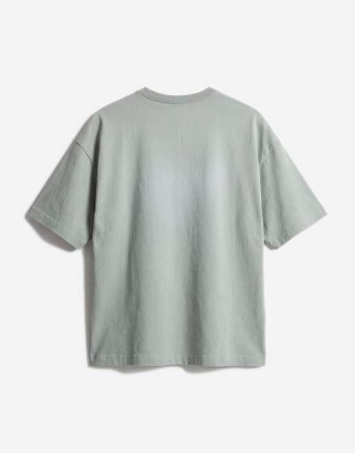 ASOS DESIGN – Kakifärgad, tvättad, kraftig t-shirt i oversize med tryck framtill, 7 av 12