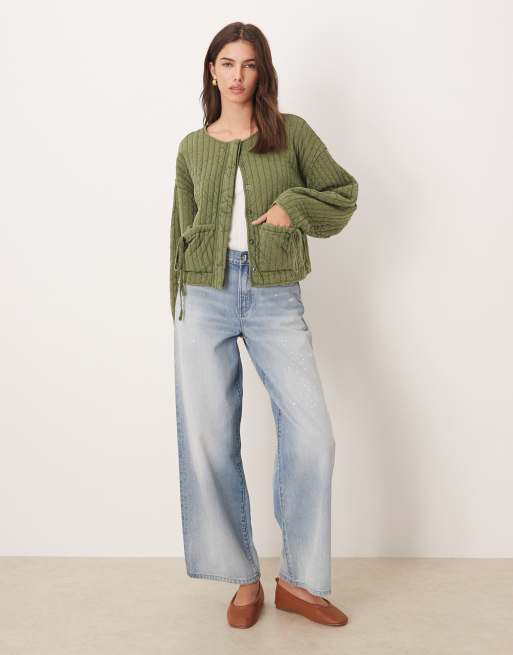 ASOS DESIGN – Kakifärgad, tvättad och quiltad jacka med rosettfickor, 2 av 4