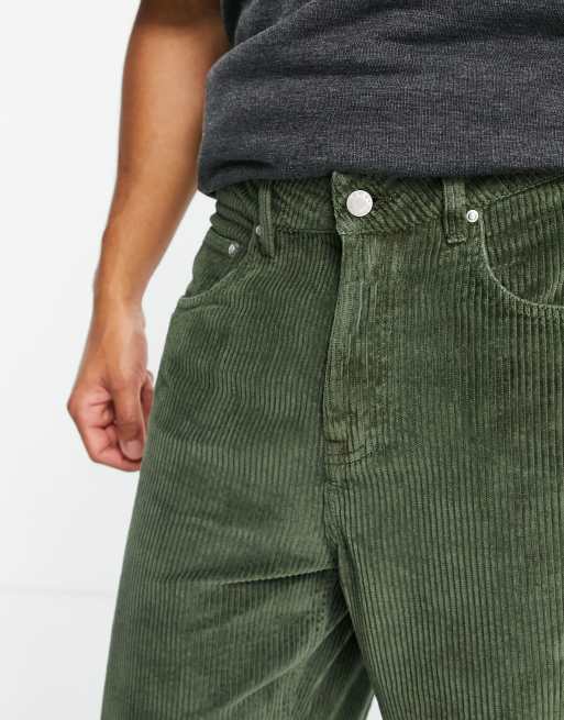 ASOS DESIGN – Kakifärgade avslappnade jeans i manchester med avsmalnande passform, 3 av 4