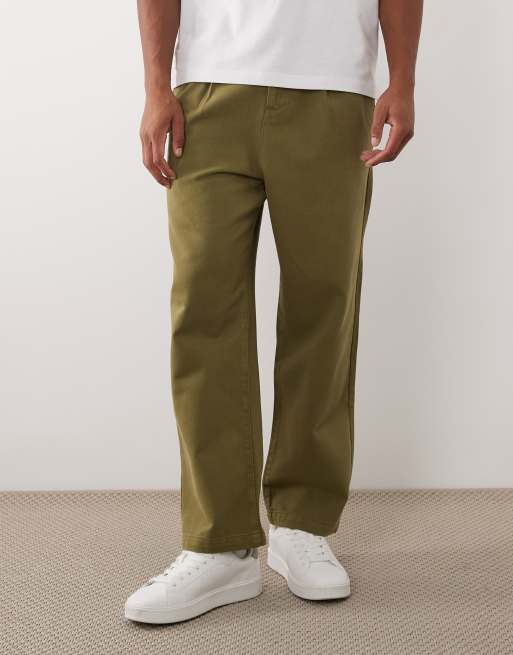 ASOS DESIGN – Kakifärgade, avsmalnande byxor med avslappnad passform och veck, 2 av 5