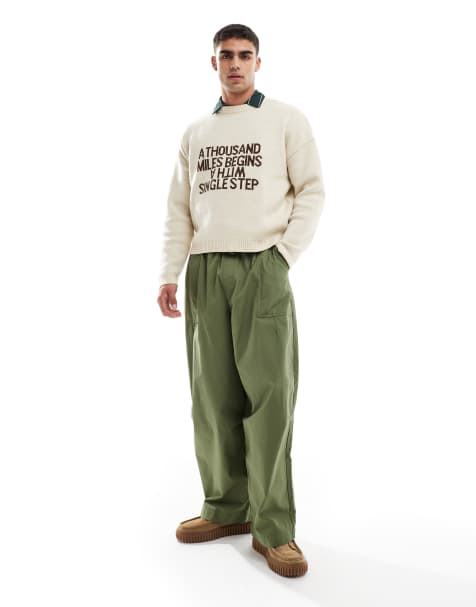 ASOS DESIGN – Kakifärgade, baggy byxor i oversize - view 1