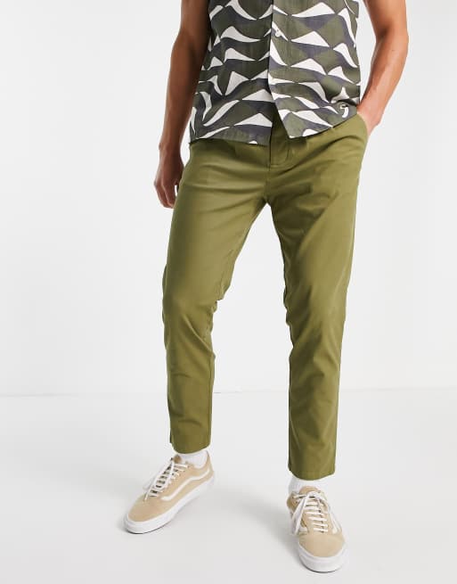ASOS DESIGN – Kakifärgade chinos i cigarett-passform