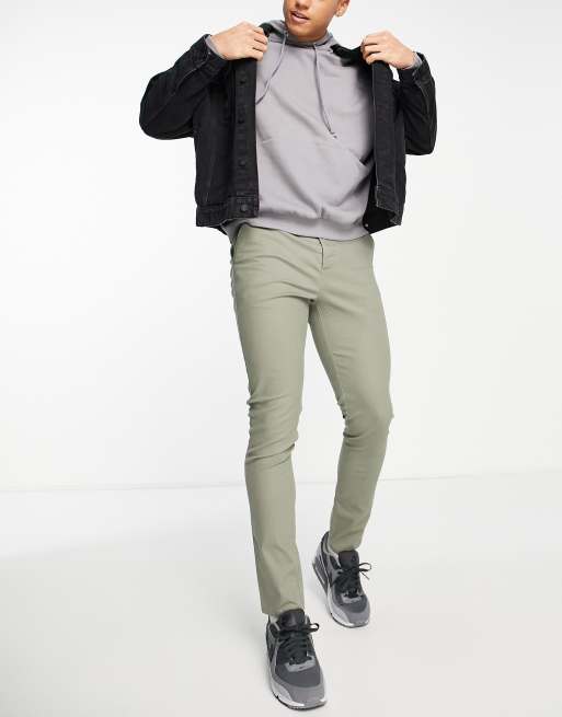 ASOS DESIGN – Kakifärgade chinos med extra smal passform