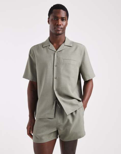 ASOS DESIGN – Kakifärgade, korta badshorts i linnestil, del av set - view 1