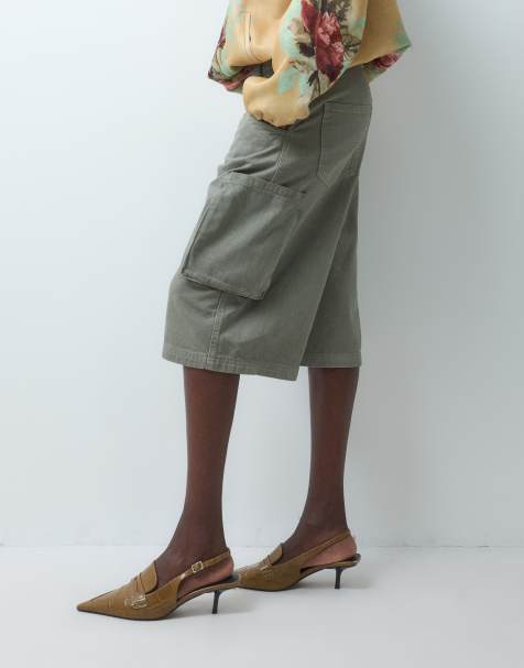 ASOS DESIGN – Kakifärgade, långa cargoshorts i bermudastil - view 1