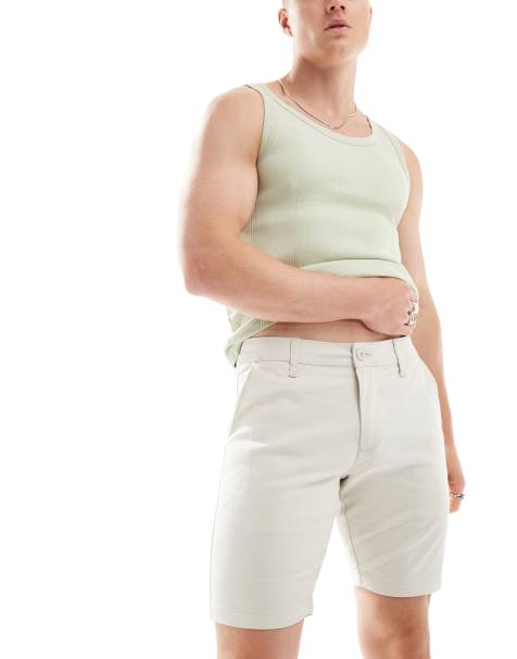 ASOS DESIGN – Kakifärgade och ljusbeige chinosshorts med extra smal passform i 2-pack – Spara - view 1