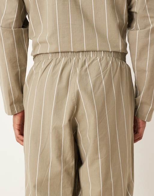 ASOS DESIGN – Kakifärgade, randiga byxor i oversize och baggy-stil, del av set, 5 av 5
