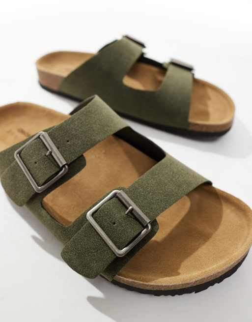 ASOS DESIGN – Kakifärgade sandaler i mockaimitation med två remmar, 2 av 4