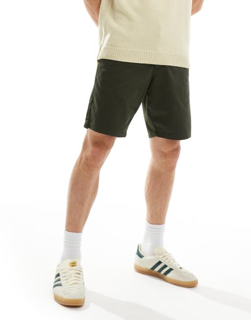ASOS DESIGN – Kakifärgade, smala chino-shorts med stretch 