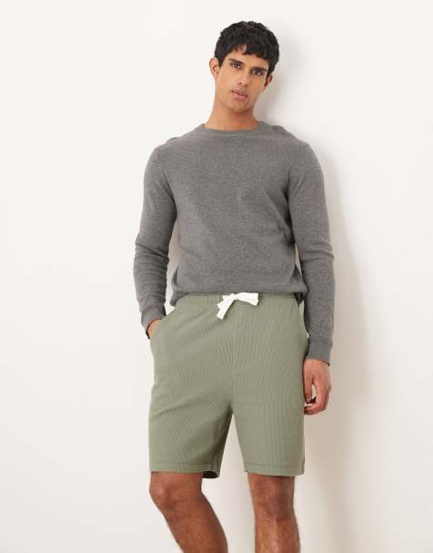 ASOS DESIGN – Kakifärgade, våffelstrukturerade shorts i oversize - view 1