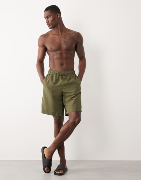 ASOS DESIGN - Kakifarvede korte badeshorts - view 1